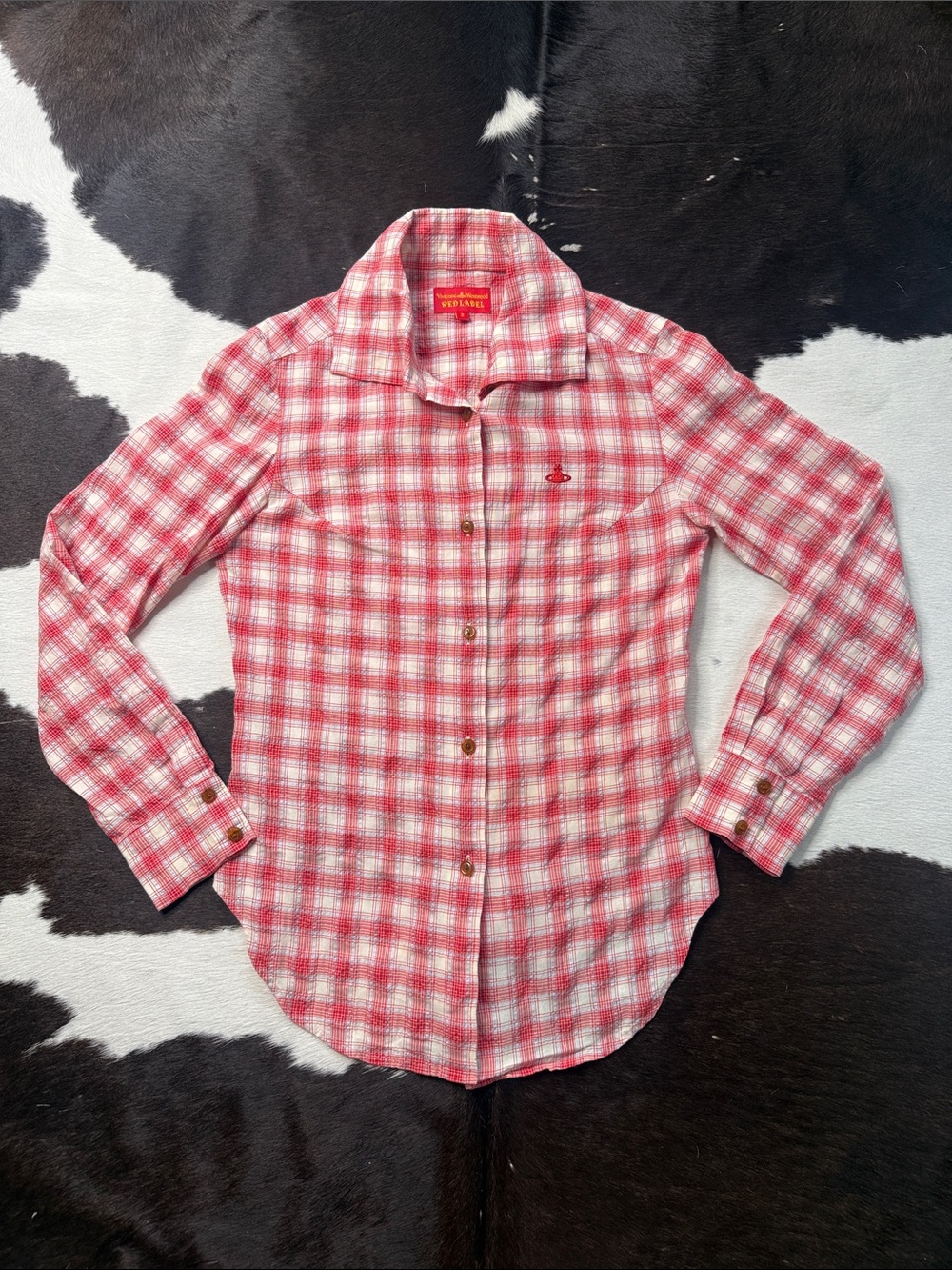 Vivienne Westwood Pink and White Plaid Button-Down Shirt